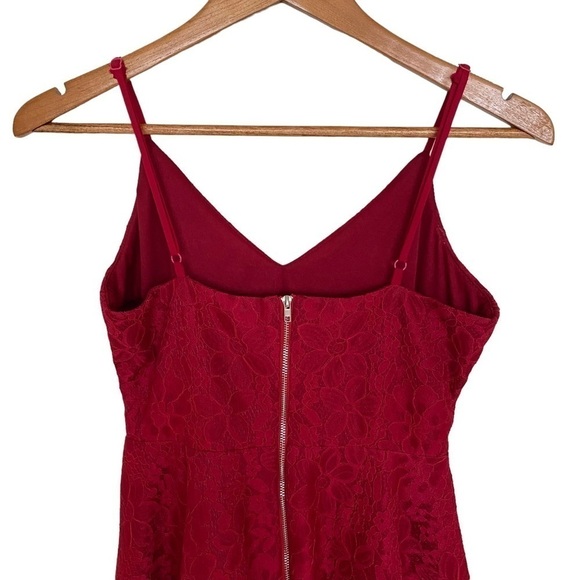 Lulu's Way With Words Berry Red Lace Skater Dress, Size Small - Picture 8 of 12